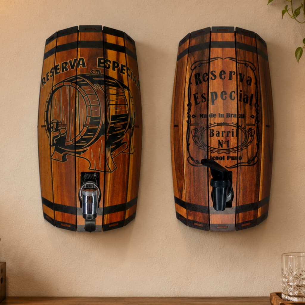 Pingômetro Barril de Parede 1L MDF Madeira Artesanal Decoração Porta Cachaça Alta Qualidade Drinks