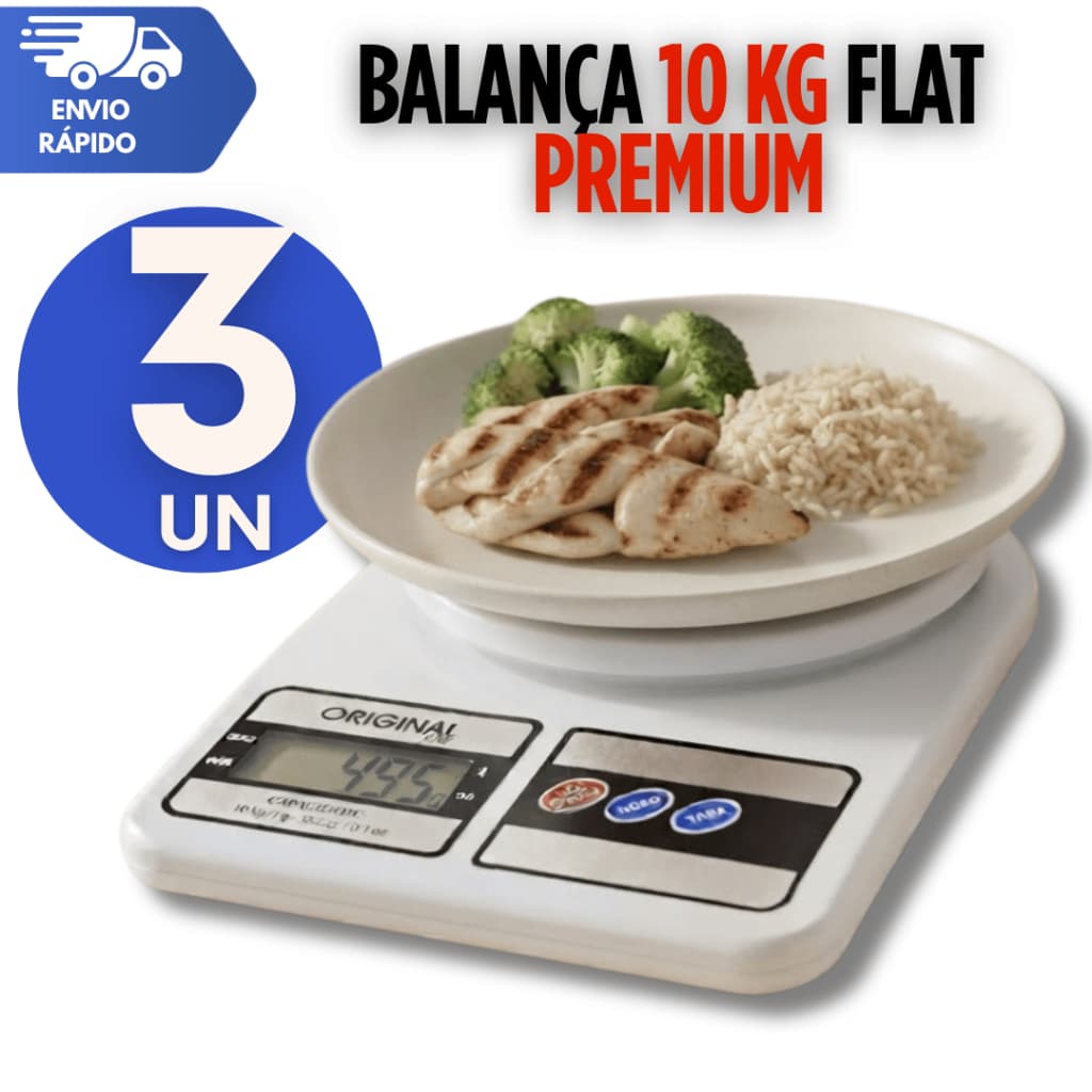 Jogo Balanças Digital Flat Cozinha 10Kg Culinária Receitas Com Precisão Com Tara Display LCD Utensílios