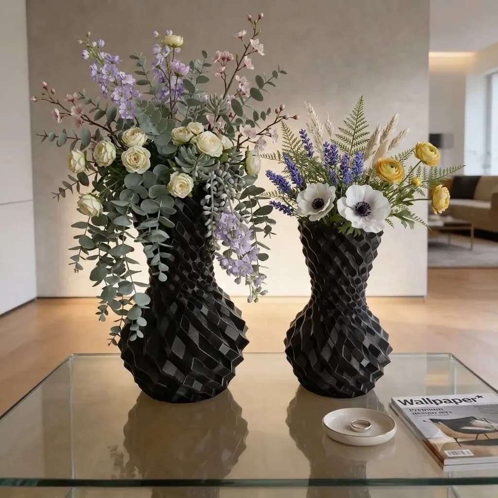 Kit 2 Vasos De Decoração Moderno Premium Eventos Casamento Minimalista Atemporal Petg Alta Qualidade Enfeite Para Casa