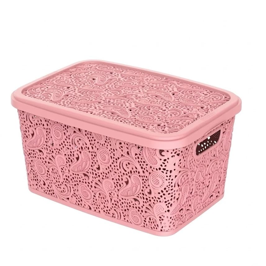 Caixa Organizadora Floral 17L - ROSA / Uninjet