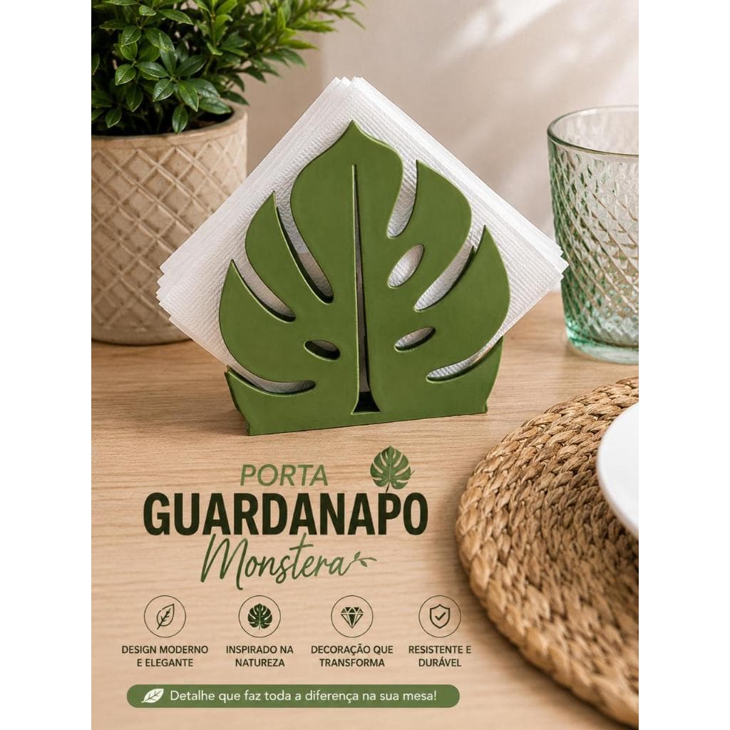 Porta Guardanapo Folha Monstera Decoração Elegante em impressão 3D