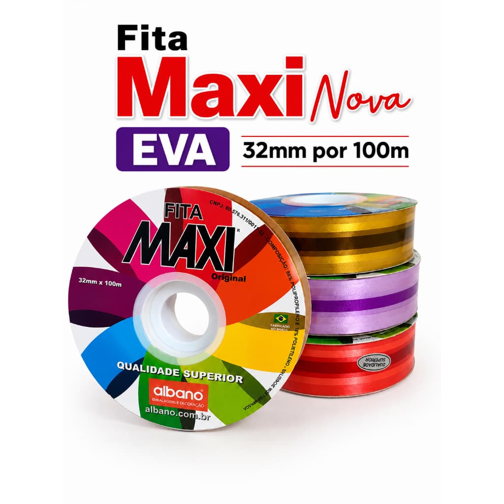 Fita Nova Eva Albano 32mm X 100m Para Laço Decorada Arranjo de Flor Presente