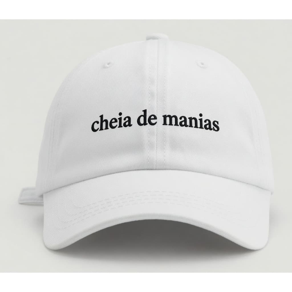 Boné Baseball Branco feminina Cheia de Manias Aba Curva | Estilo Minimalista | Confortável Ajustável