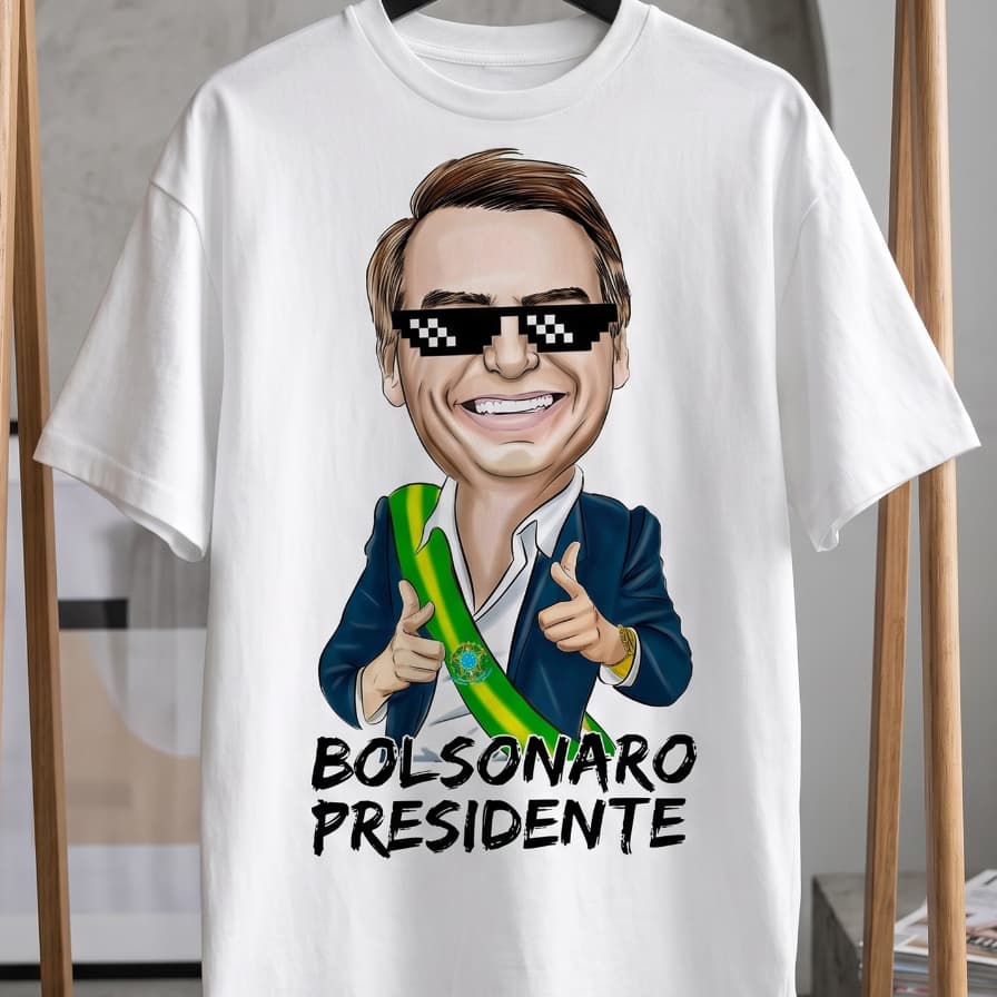 Camiseta Masculina Bolsonaro Presidente Caricatura Algodão Confortável