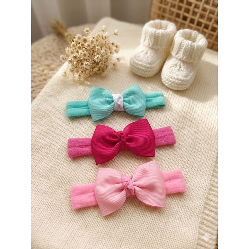 Kit Laços de Cabelo Infantil na Faixinha Slim de Meia de Seda Kits com 3 ou 6 Unidades