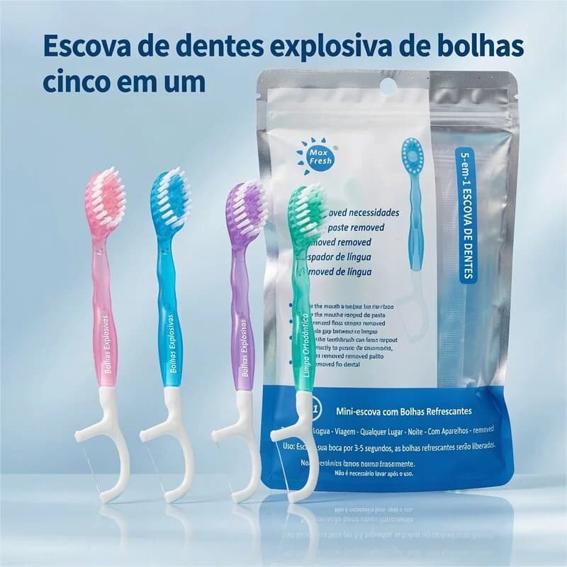 Kit com 26 Unidades Escova Dentes de Viagem Descartável 4 1 Pasta em Grânulos e Fio Dental