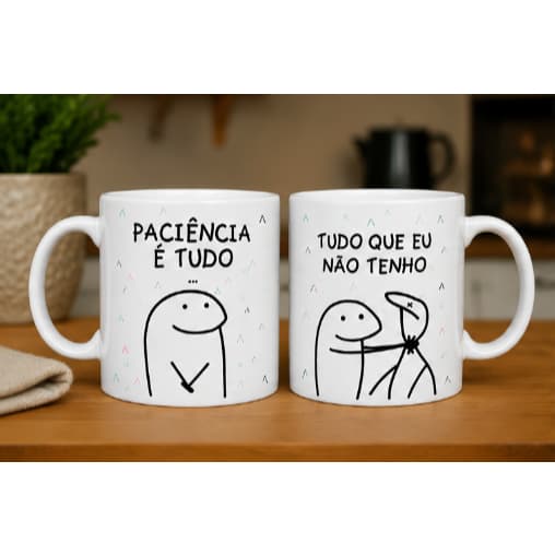 Caneca Frase Engraçada Paciência é Tudo que Eu Não Tenho em Porcelana 325ml Presente Criativo Amigos