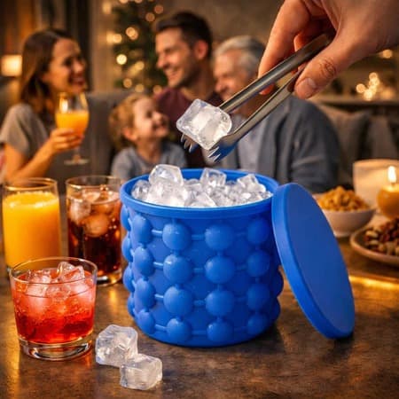 Balde Gelo Silicone Termico Forma Gelo 2 Em 1 Ice Maker Promo Flash Forminha Pote