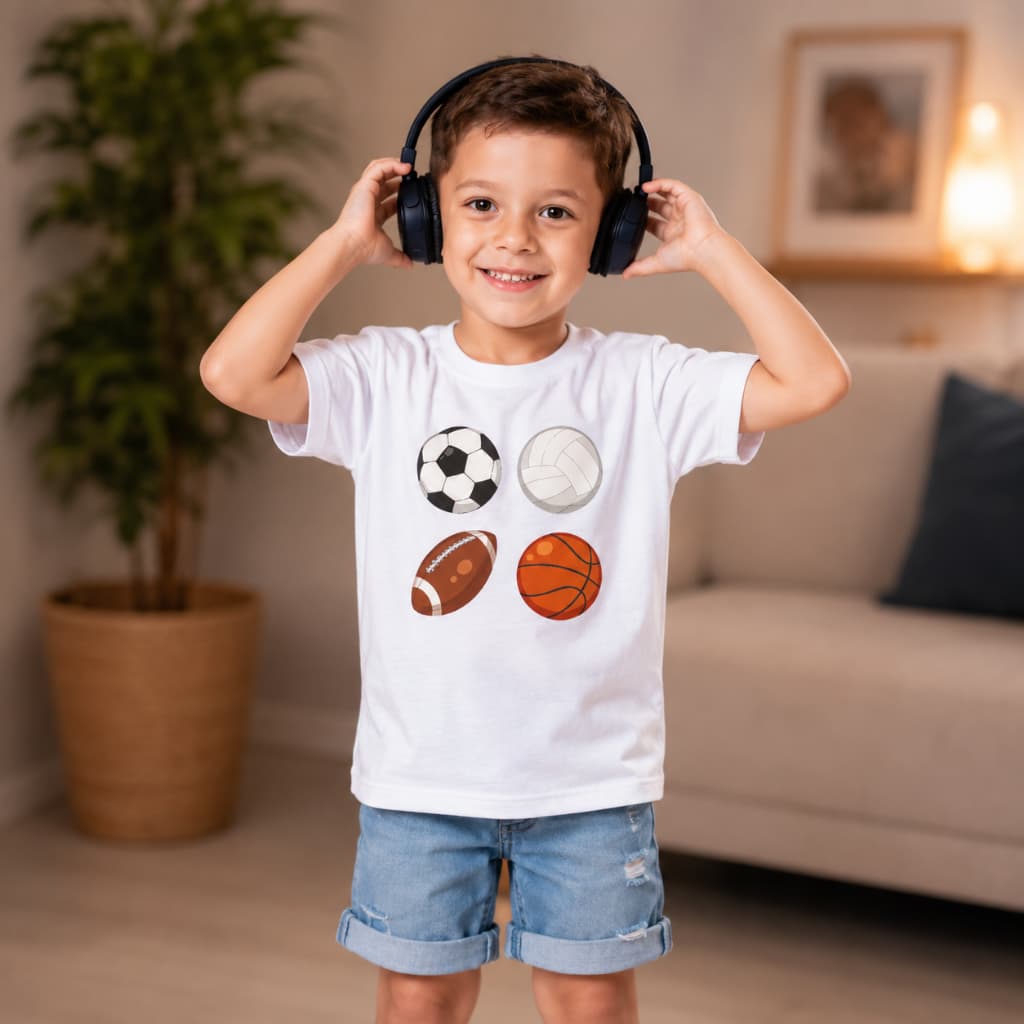 Camisa Infantil Menina Menino Bola Futebol Basquete Golf
