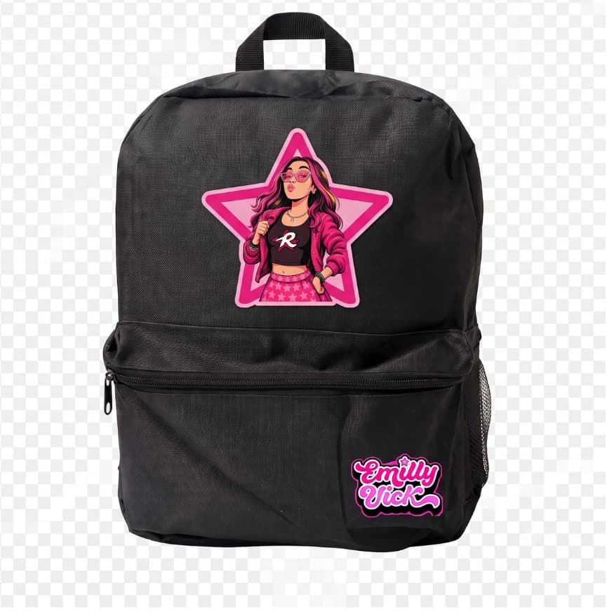 Mochila Escolar Dos Rosa Emily Vick Academia Estampada Infantil Nylon Lançamento Volta Aulas