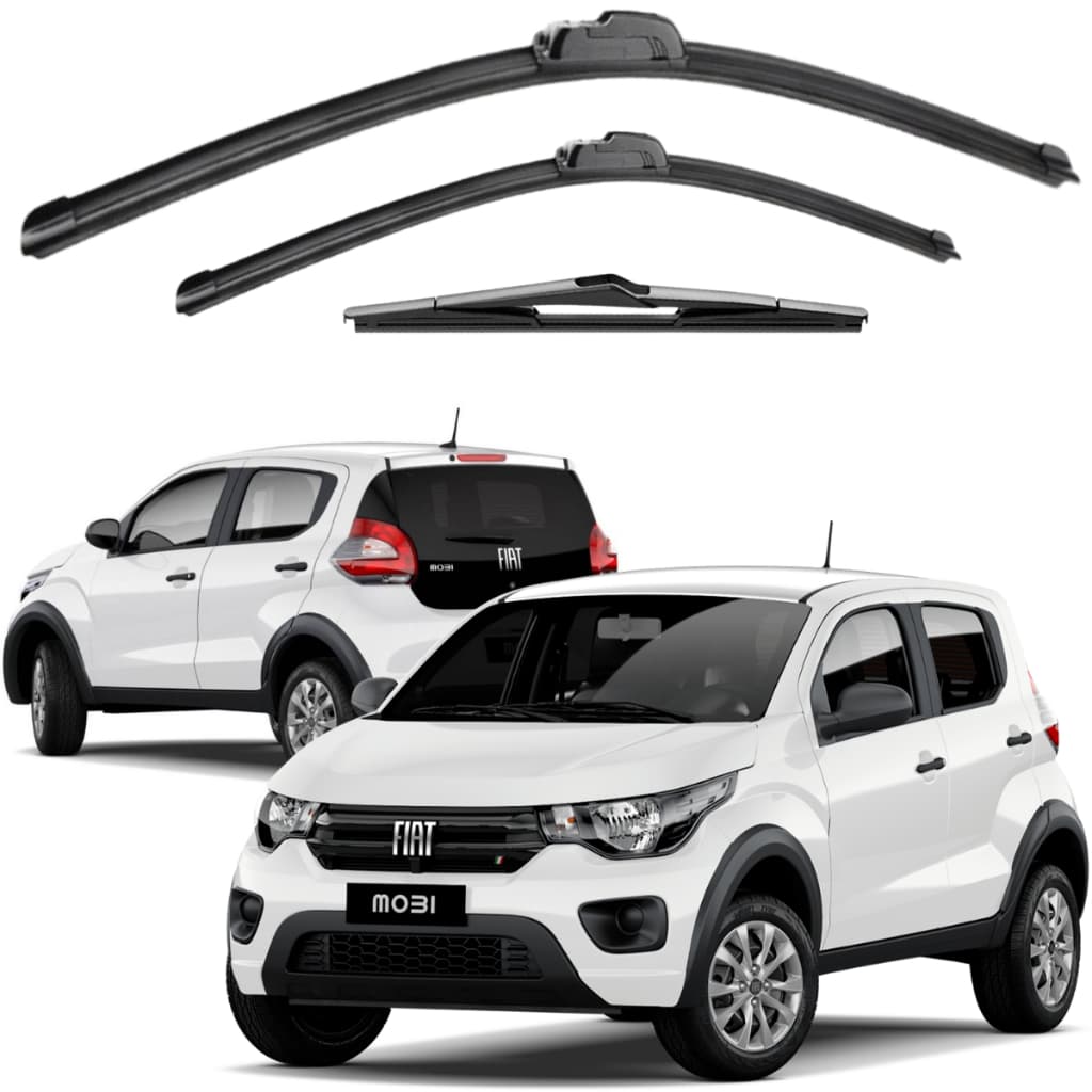 Palhetas Limpador De Parabrisa Silicone Chuva Fiat Mobi Ano 2016 2017 2018 2019 Dianteiro Traseiro