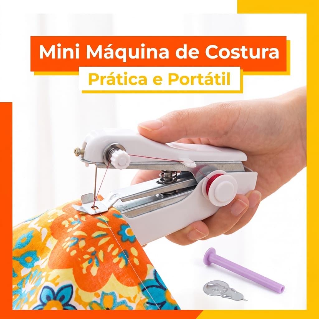 Máquina de Costura Portátil Manual Mini para Pequenos Reparos e Artesanato