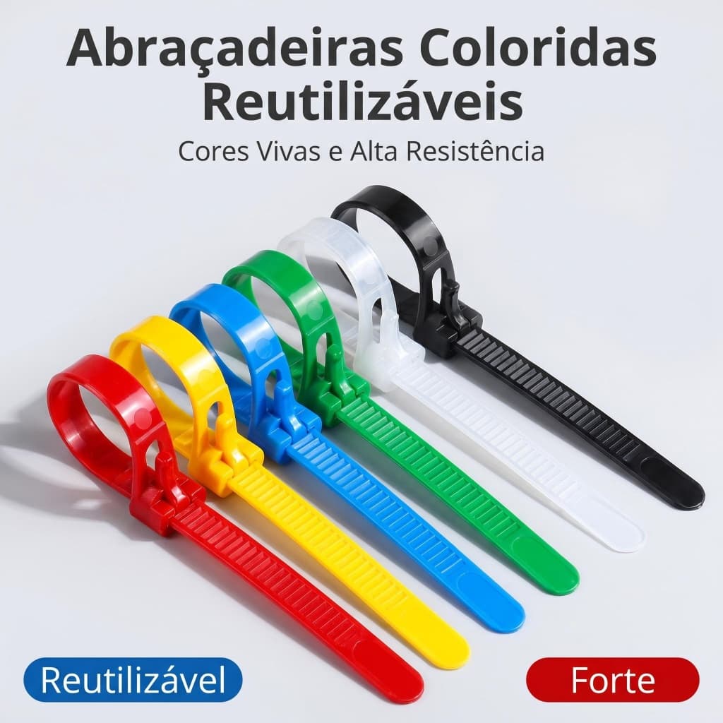 Fitas de Cabelo Coloridas Nylon Fecho Auto-Trancante 100 PCS Ajustável Reutilizável