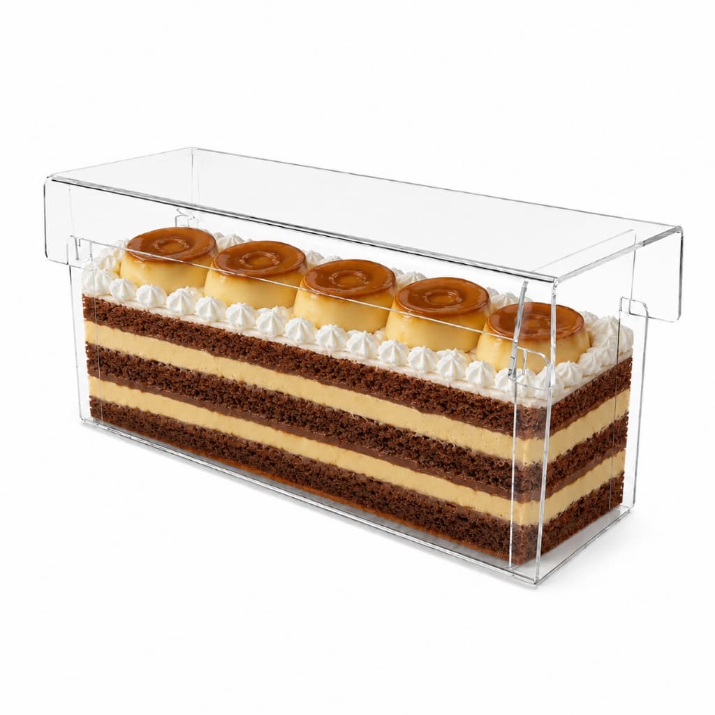 Kit Forma Slice Cake Acrílico 30x10x10 Fatia Bolo Com Tampa Formas Transparente Cristal