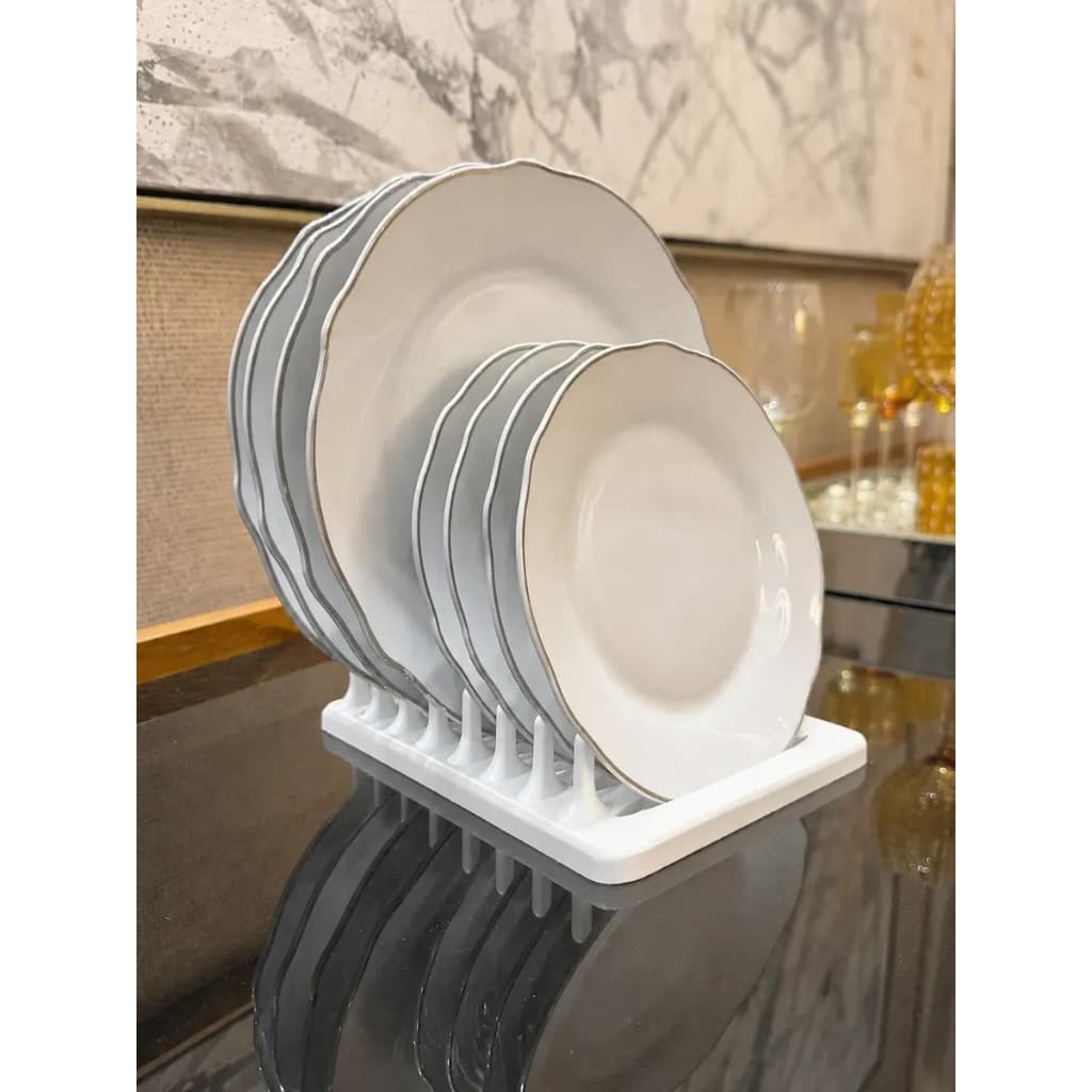 Suporte Organizador de Pratos para Armários de Cozinha Suporta 04   Pratos Compacto Resistente