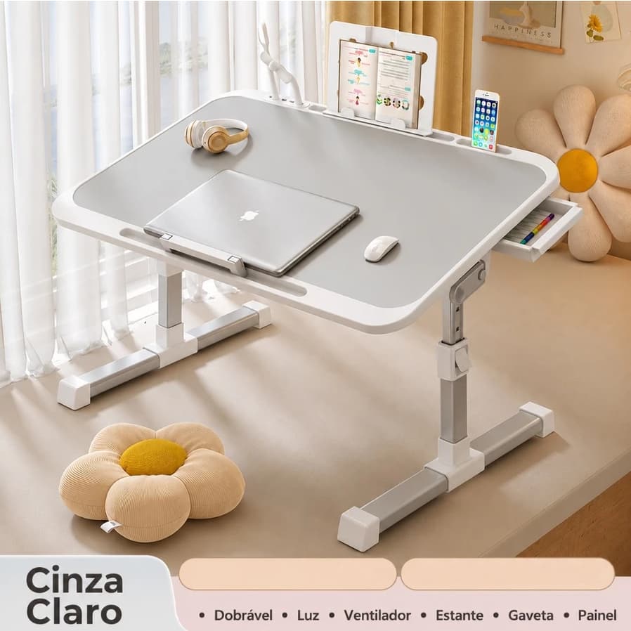 Mesa Para Notebook Dobrável Regulável Com Gaveta Multifuncional com Altura Ajustável