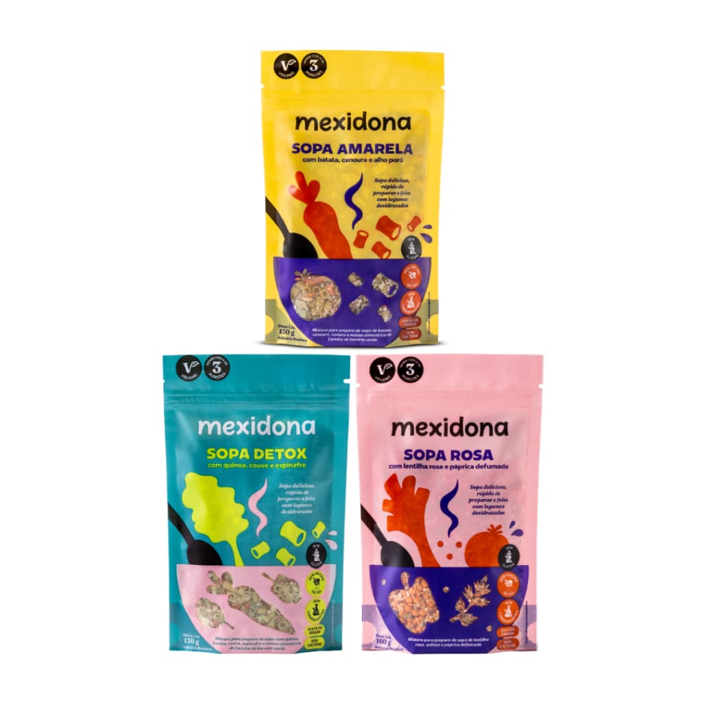 Mexidona Kit Sopas Detox+Rosa+Amarela Refeição Nutritiva Cremosa Saudável Fit  Natural Fácil Preparo