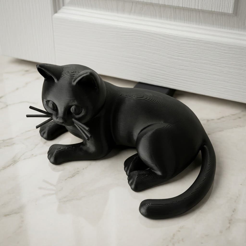 Trava Porta Peso De Porta Gatinho Deitado Decorativo Protecao Bater Porta Quarto Sala Criativo Pet base emborrachada