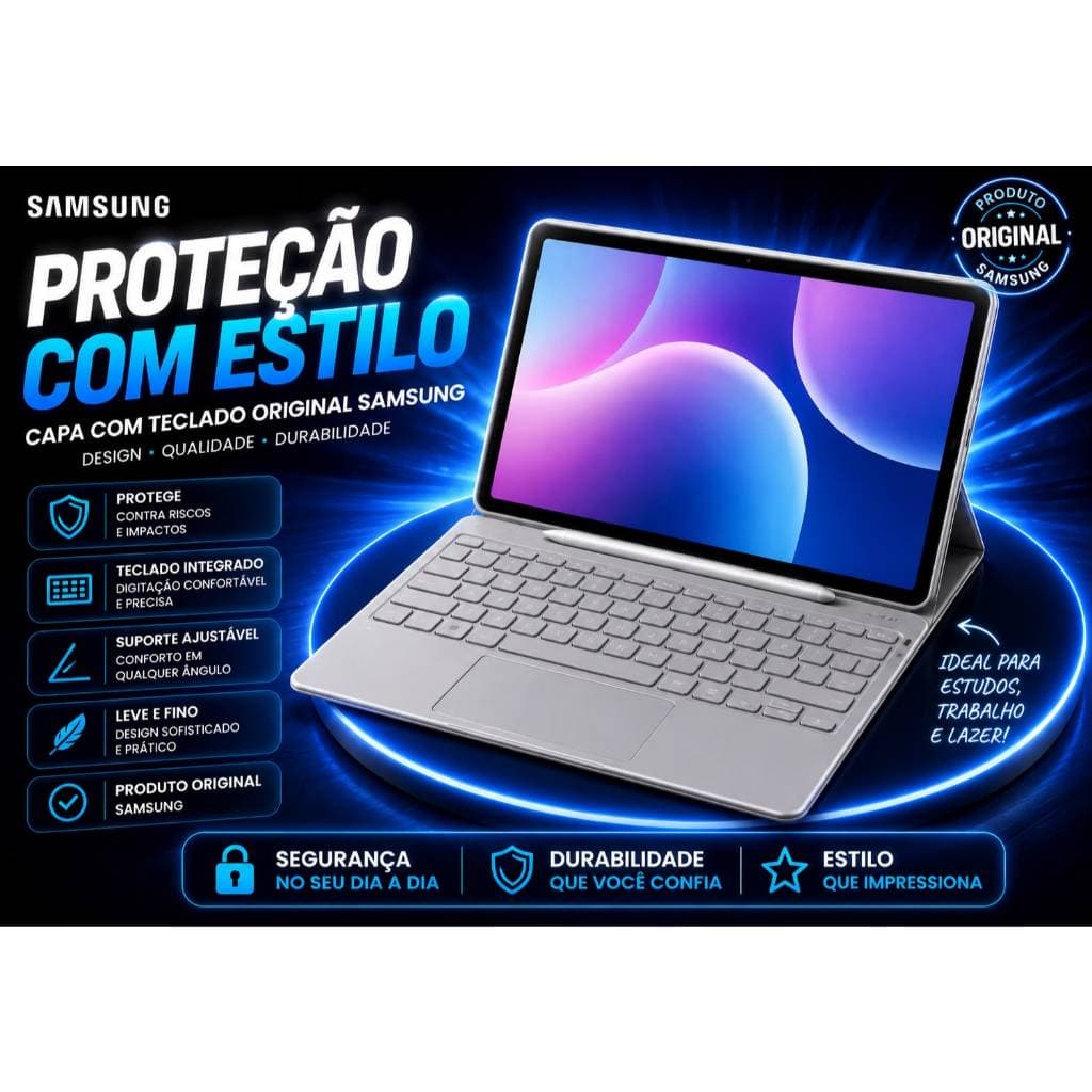 Capa Teclado Original Samsung Galaxy Tab S3 9.7 EJ-FT820 Book Cover Keyboard Bluetooth Novo