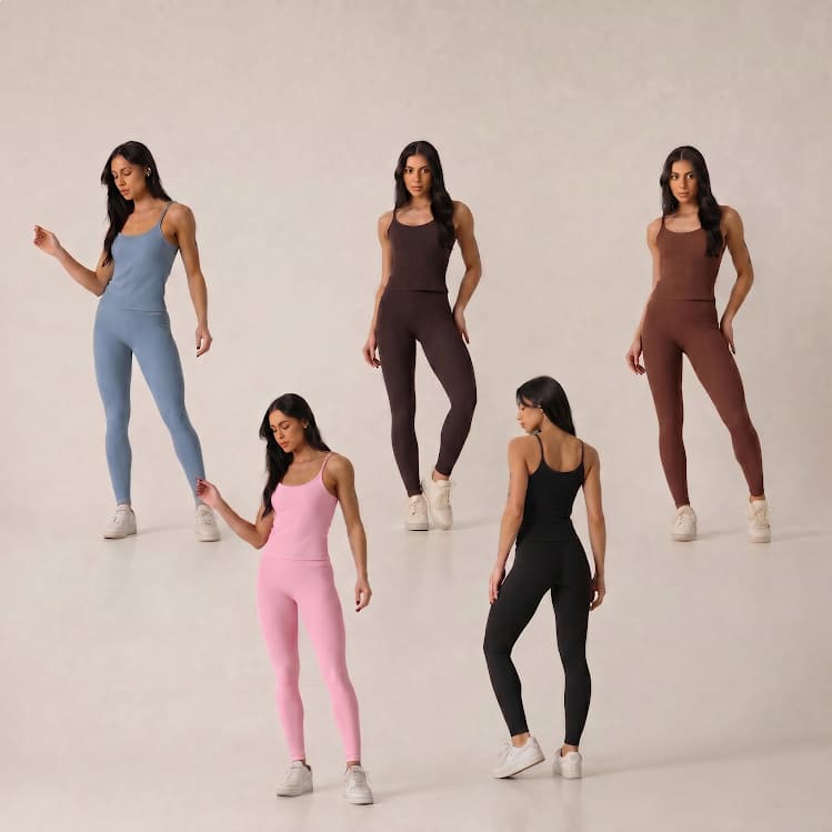 Conjunto Legging Cropped Regata Alcinha Feminino Forrada Suplex Toque Poliamida Academia Casual