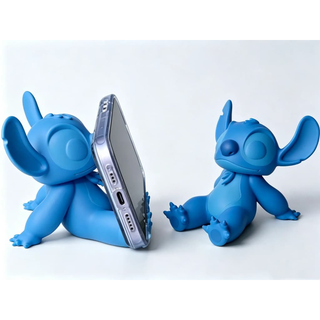 Suporte para Celular Stitch Sentado Decorativo – Organizador de Mesa para Smartphone com Design Fofo e Funcional