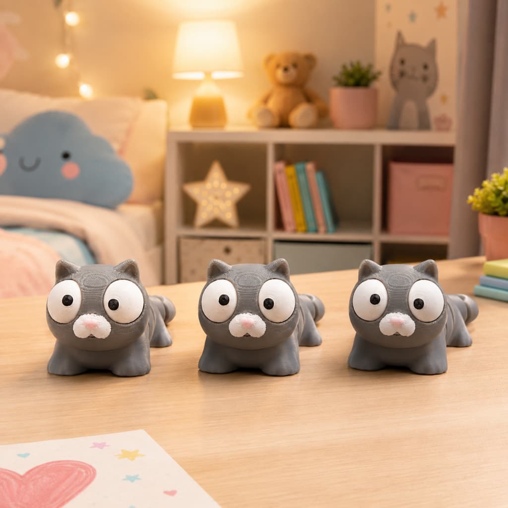 Brinquedo articulado Gatinho/ com olhos móveis C/3 unidades