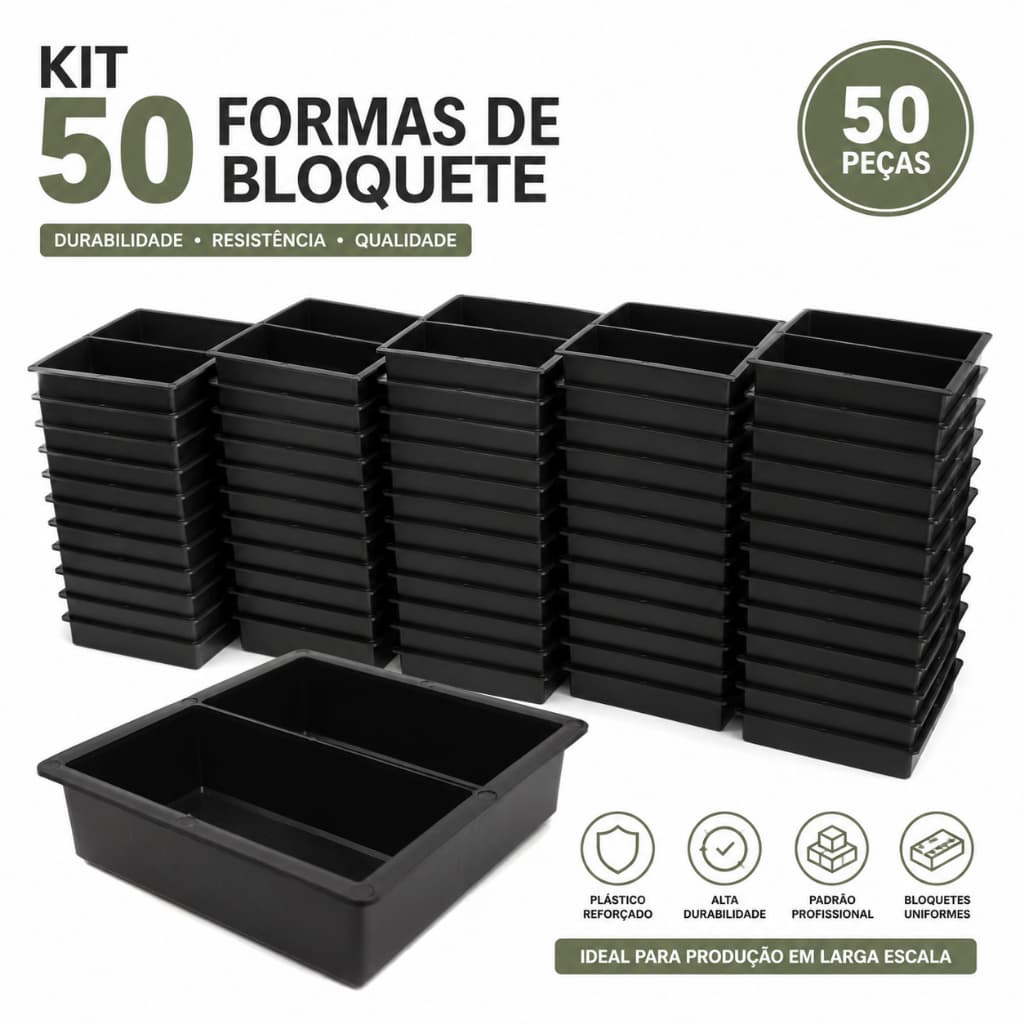 Kit Forma Piso Bloquete Paver Tijolinho Duplo Concreto 20x10x6 (kit de 10 a 50)