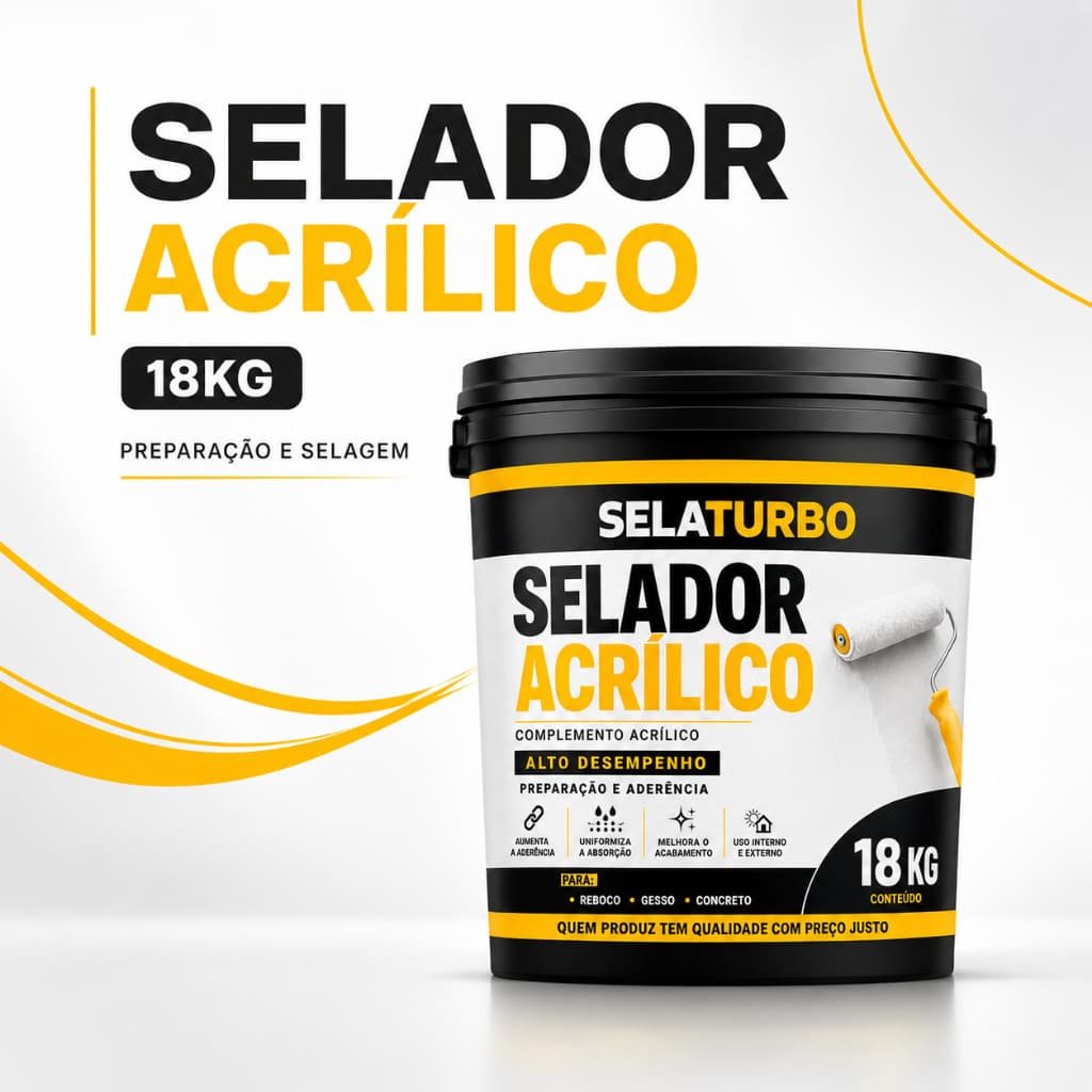 Selador Acrílico 18kg Base Água Para Parede Reboco Concreto Interno Externo Alto Rendimento