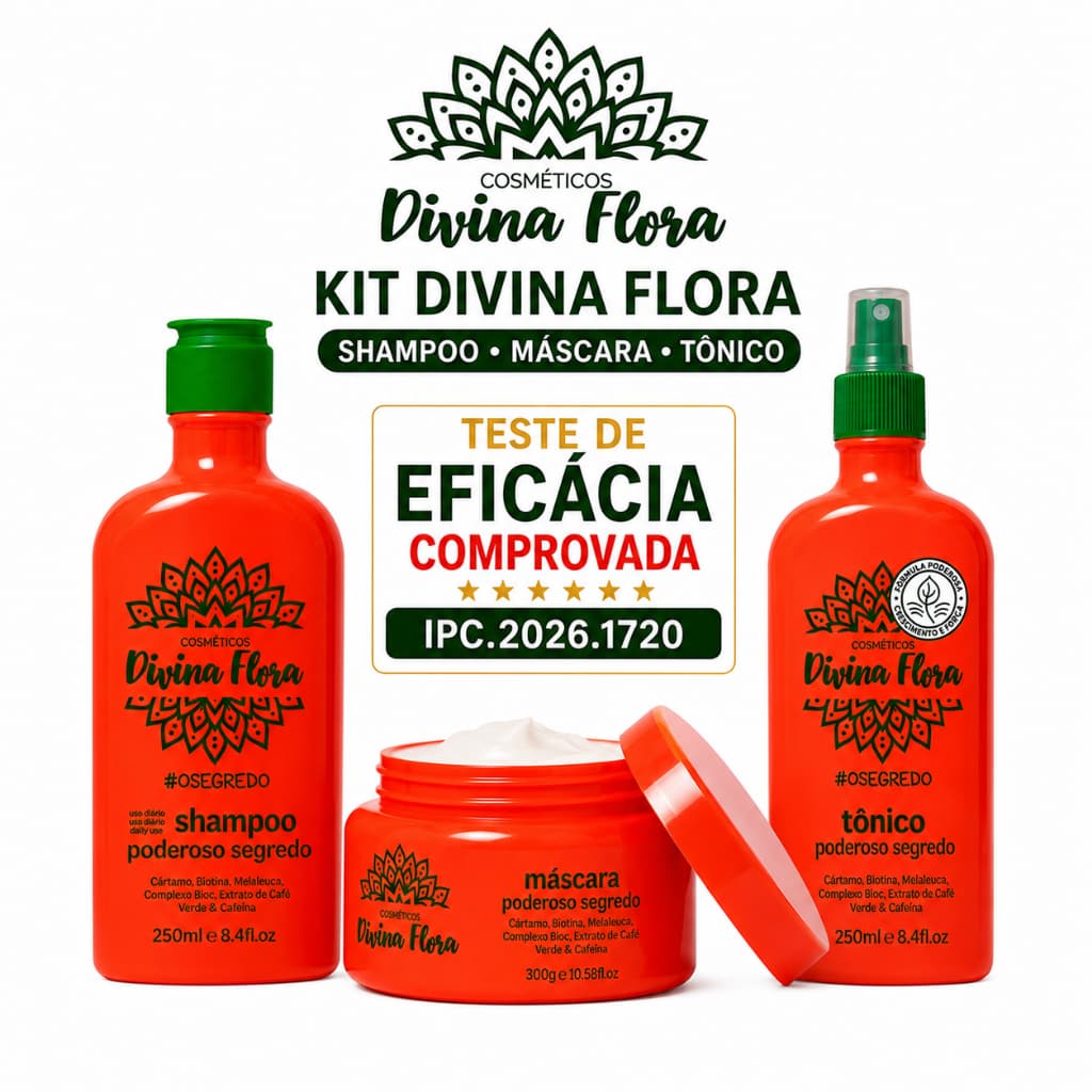 Kit Antiqueda Divina Flora Crescimento Capilar — Fortalece a Raiz, Fios Encorpados e Brilho