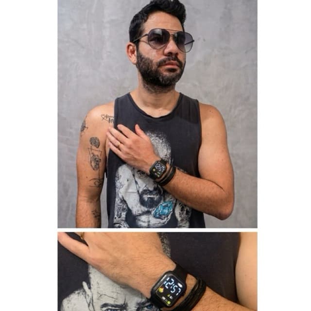 Kit Especial de Dia dos Pais Relógio com mostrador eletrônico digital + Pulseira de