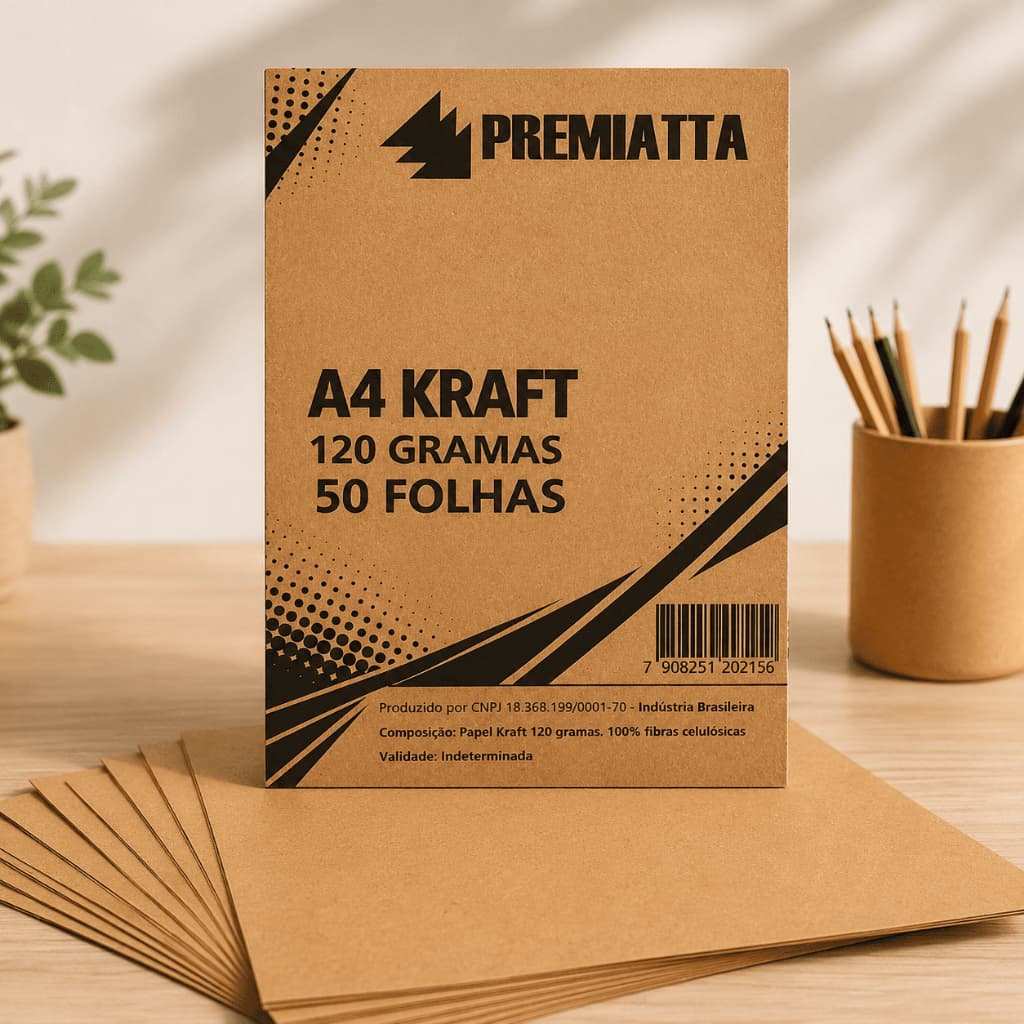 Papel Kraft A4 120g 50 Folhas Para Impressão Artesanato Premiatta