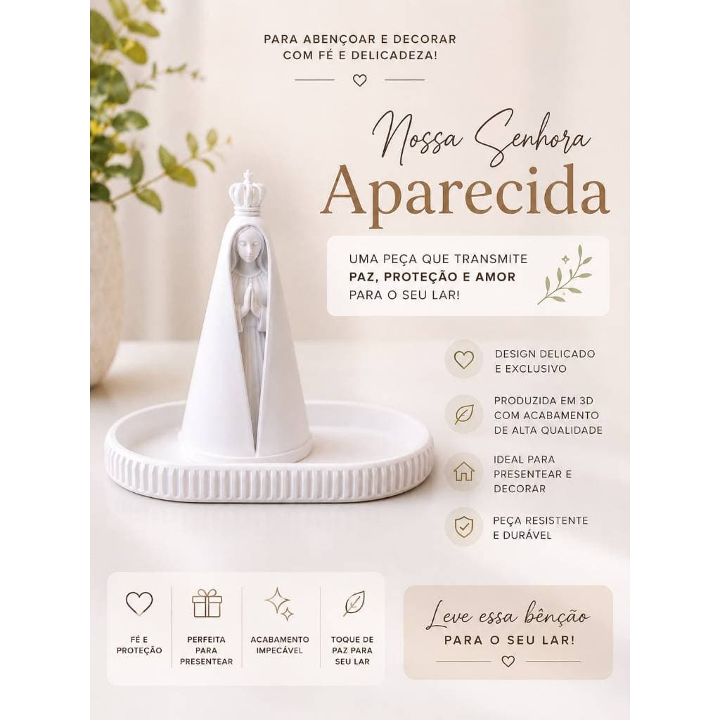 Oratório  Bandeja Decorativa Porta Objetos+ Nossa Senhora Aparecida