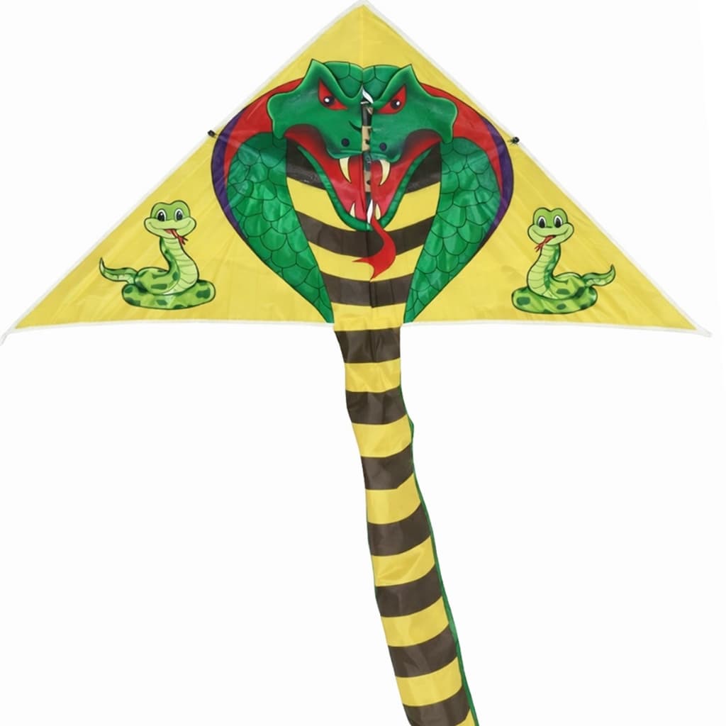 Pipa Delta Grande em forma de Cobra Naja Feita com Vareta de Fibra Tecido Poliéster + Linha e Rabiola