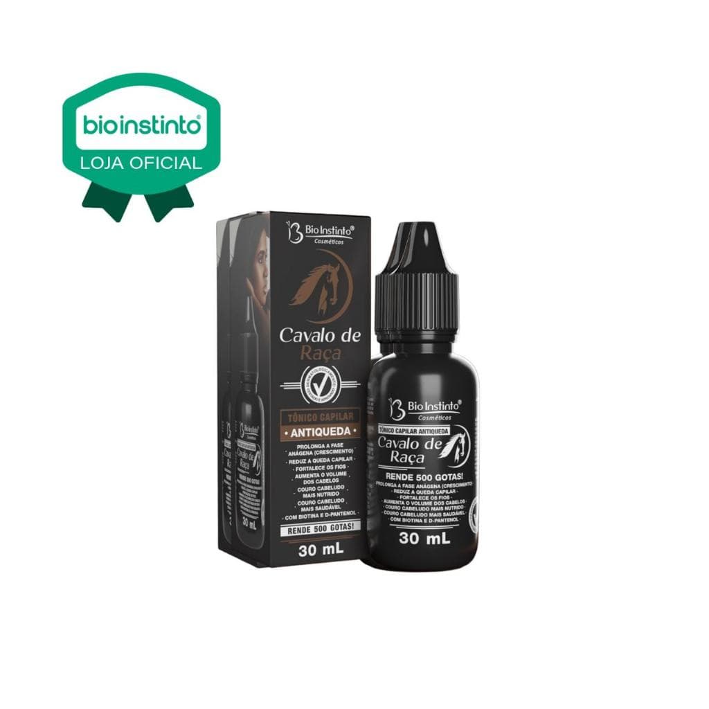 01 Un TÔNICO Capilar Cavalo de Raça 30ml Bio Instinto Anti Queda Crescimento Nutrição couro cabeludo