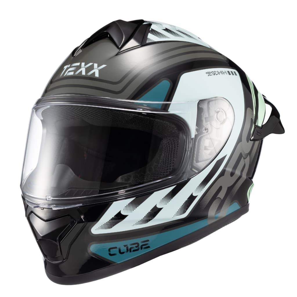 Capacete Texx Spike Cube Azul Verde Capacete Integral Moto Esportivo Original Alta Segurança