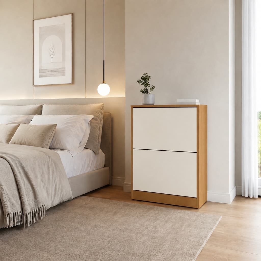 Armário Sapateira Slim Vertical 2 Portas Basculantes Multiuso Para Sapatos E Tênis Quarto Pequeno
