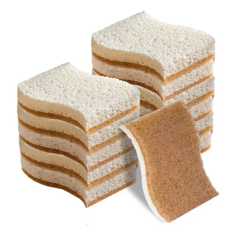 KIT 10 PACOTES - Esponja de fibra de coco e celulose biodegradável bucha ecológica vegana - Ecomais Ákora
