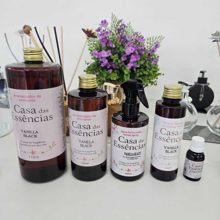 Vanilla Black Aromatizador 1l 500ml Home Spray 350ml Essencia em Óleo 30ml Refil Nevoa 200ml Fragrancia Elegante