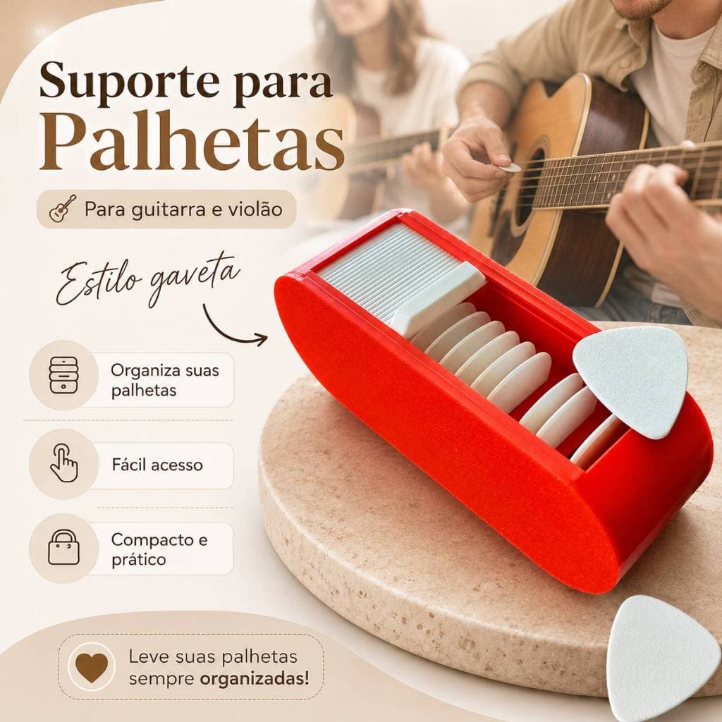 Porta-Palhetas  | Suporte Organizador de Palhetas Estilo Gaveta