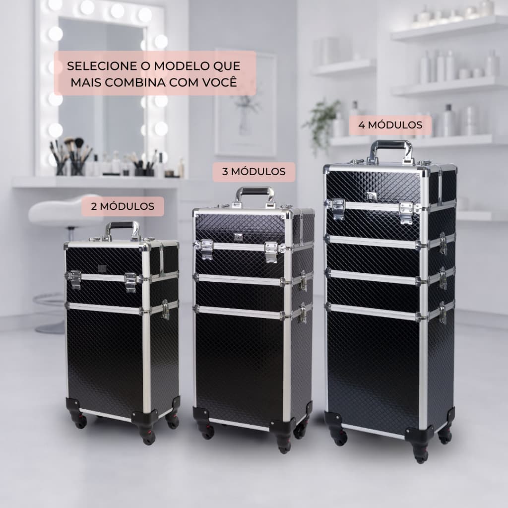 Maleta De Maquiagem Profissional Com Rodinhas  R840 Vazia