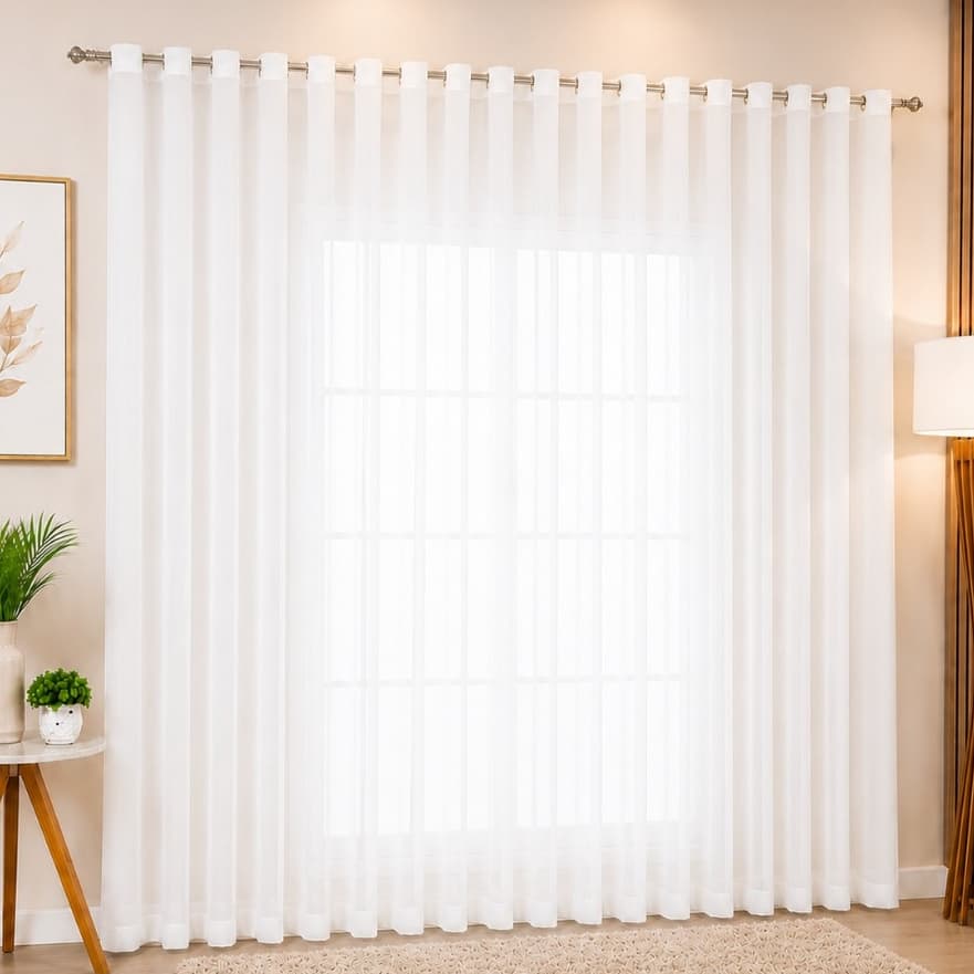 Cortina De Voil 5,00x3,00 Com Forro Microfibra Pé Direito Sala E Quarto Várias Cores