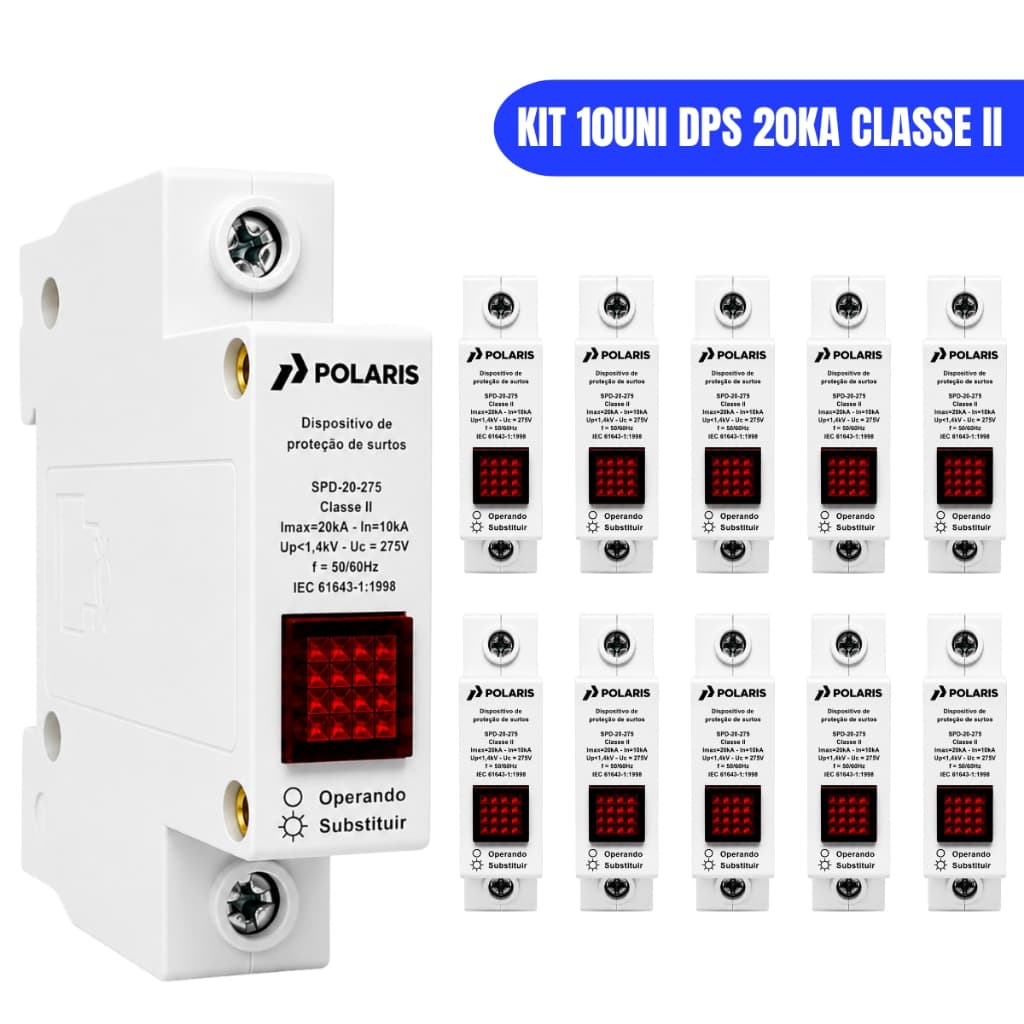 Dispositivo De Surto 20ka 275v Classe 2 Monofásico Dps 10uni