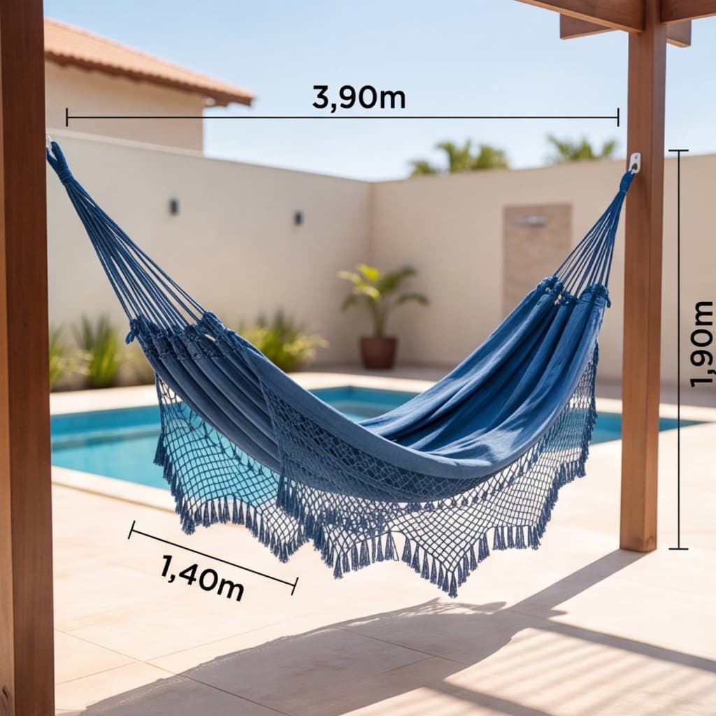 Rede de Descanso Solteiro Reforçada Jeans 3,90m x 1,50m