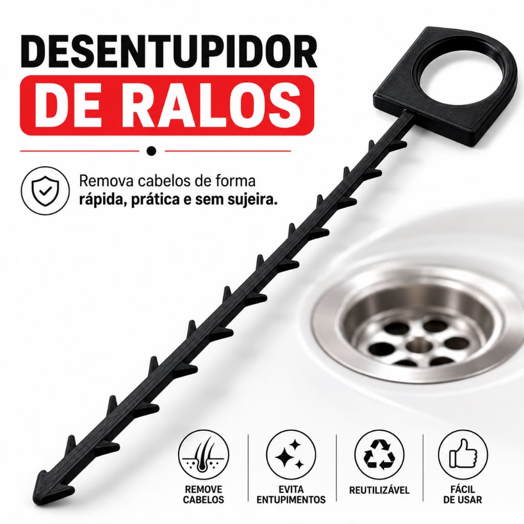 Desentupidor Coletor De Cabelo Para Ralo Pia Banheiro Removedor Reutilizável Kit 1 3 5 Unidades