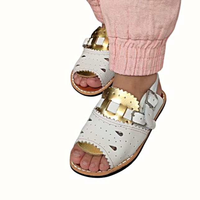 Xô-boi Dourada Mista Infantil Couro 100% Legítimo Ouro Branco Menina choboi