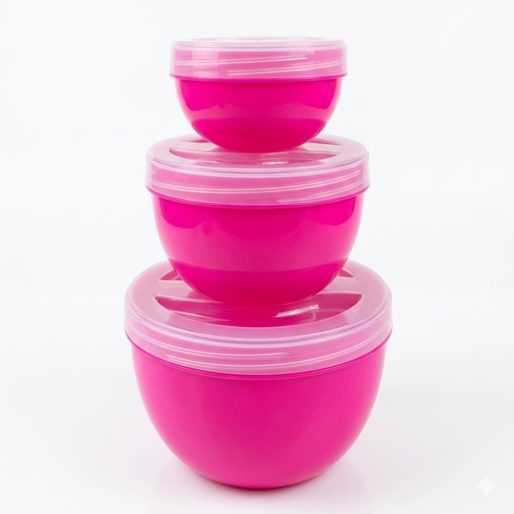 Pote Bowl TampaC/Rosca Kit C/03Peças-Ótima Vedação P/Armazenar Alimentos vai ao Freezer,Micro-ondas