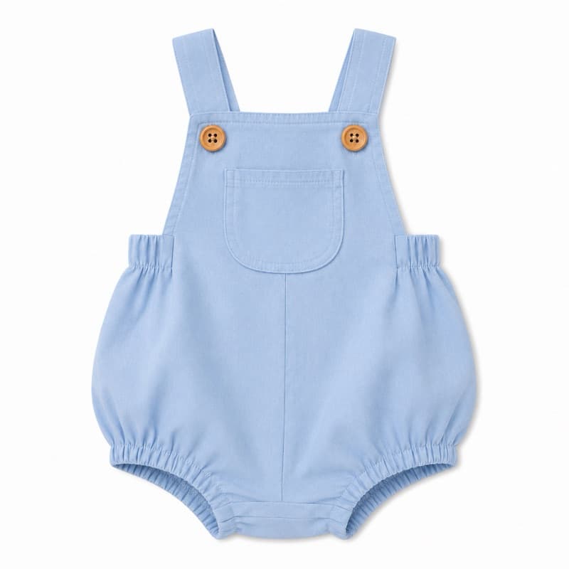 jardineira bebê para menino e menina linho com tricoline e bolso na frente - Clarita Ateliê