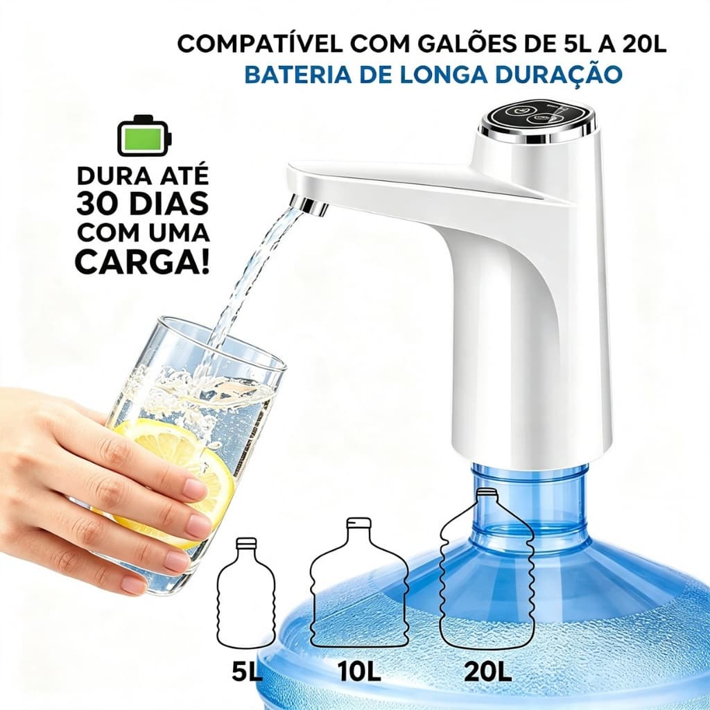 Bomba D'água Para Galão Recarregável Portátil Automática Alta Qualidade Bateria longa Durabilidade USB Eletrica