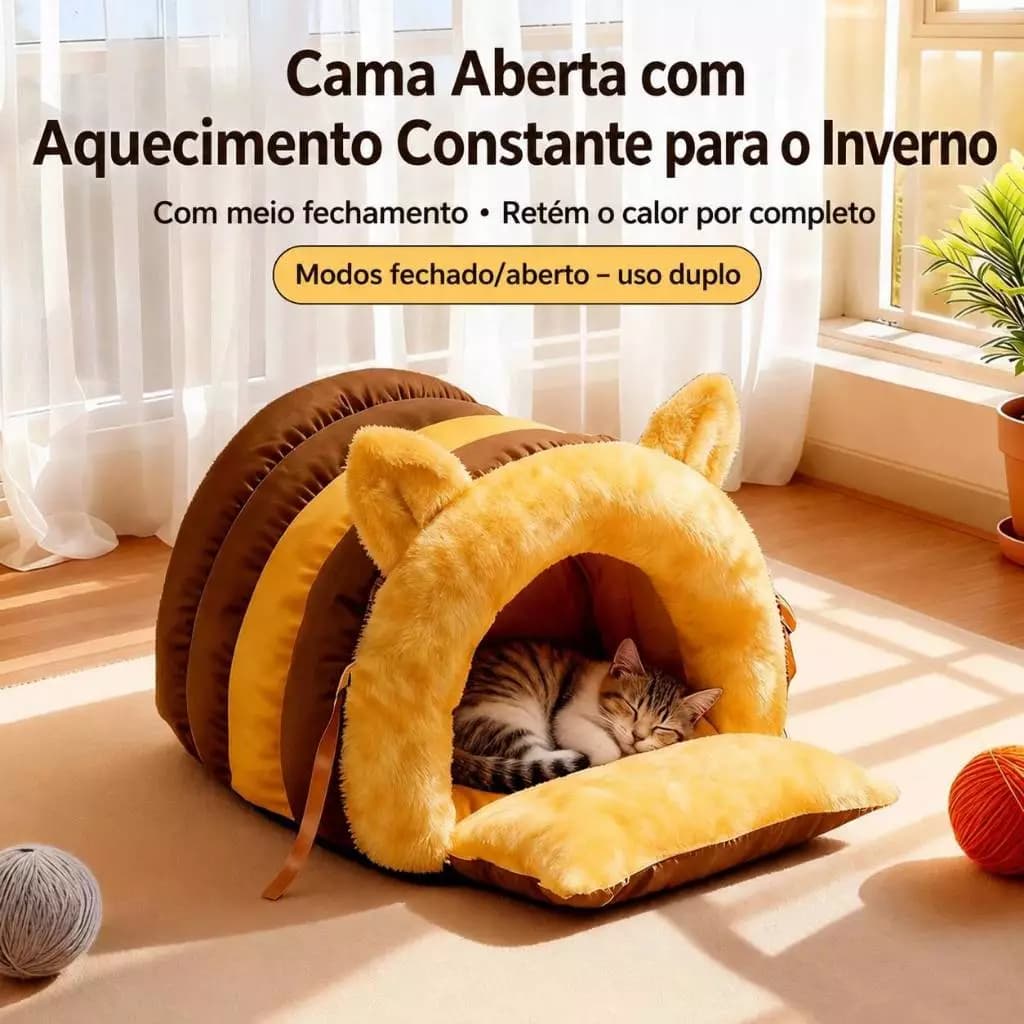 Cama Pote Mel Pequena, Toca Fofa Gato Cachorro, Edição Upgrade 2026 com Almofad a Grossa e Base Antiderrapante 56*45*30