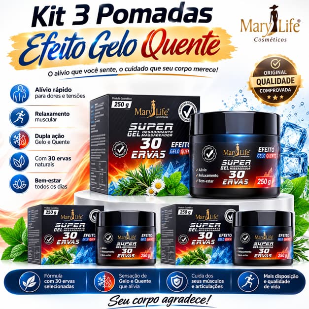Kit 3 Super Gel 30 Ervas 250g Mary Life
